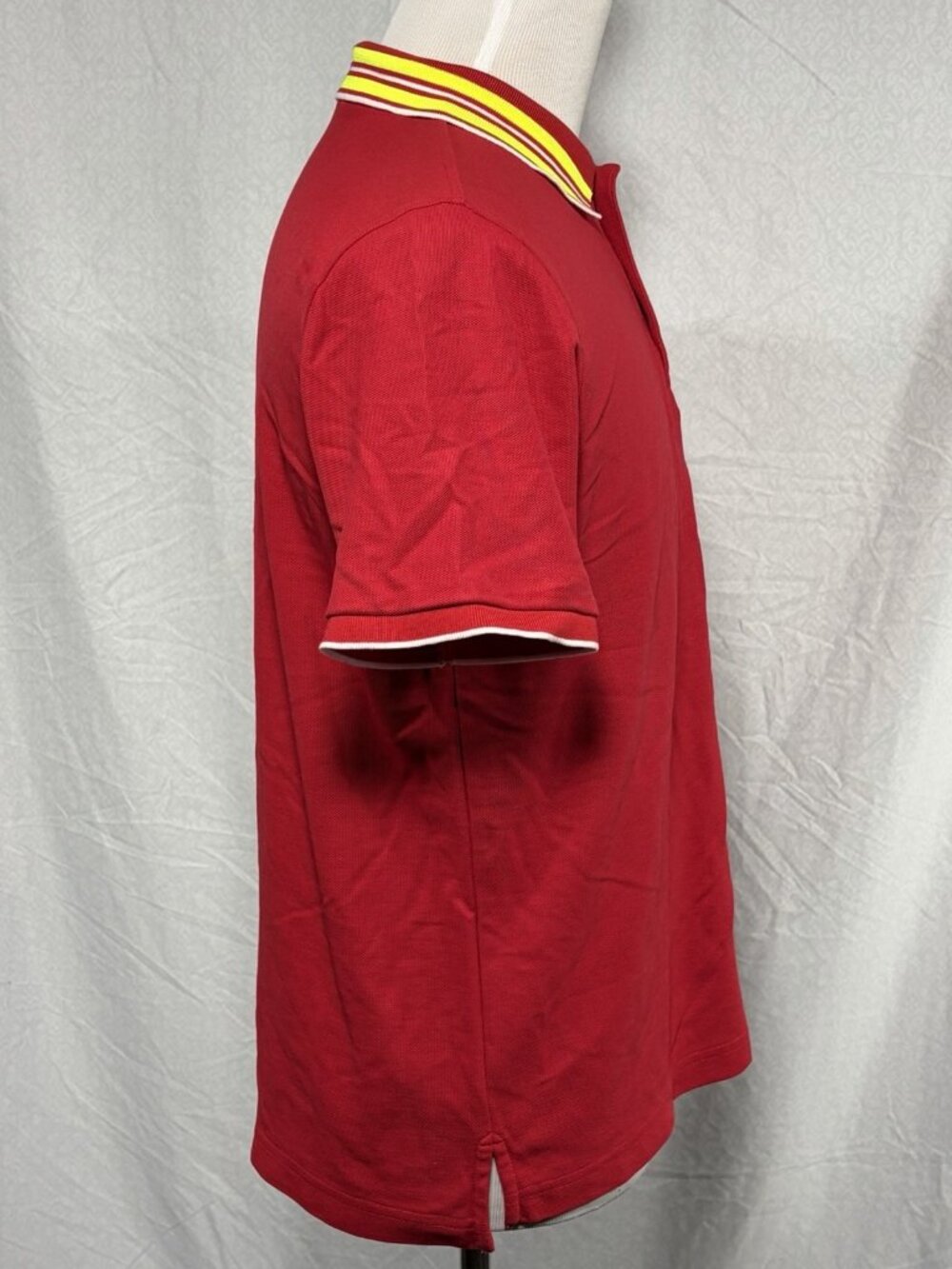 Psycho Bunny Men's Rio Red Yellow Gresham Tipped Short Sleeve Polo Shirt Sz 5 - Picture 3 of 11